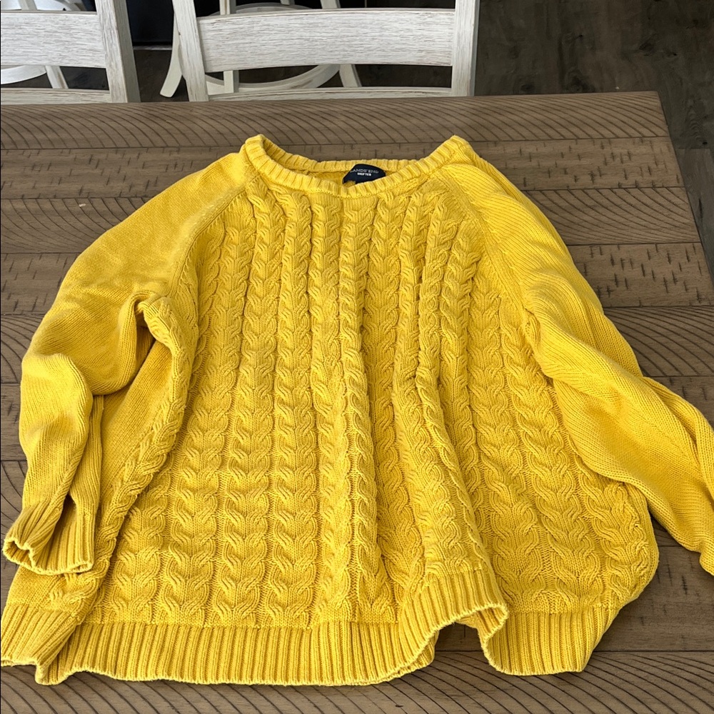 Lands' End Bright Yellow Cable Knit Sweater